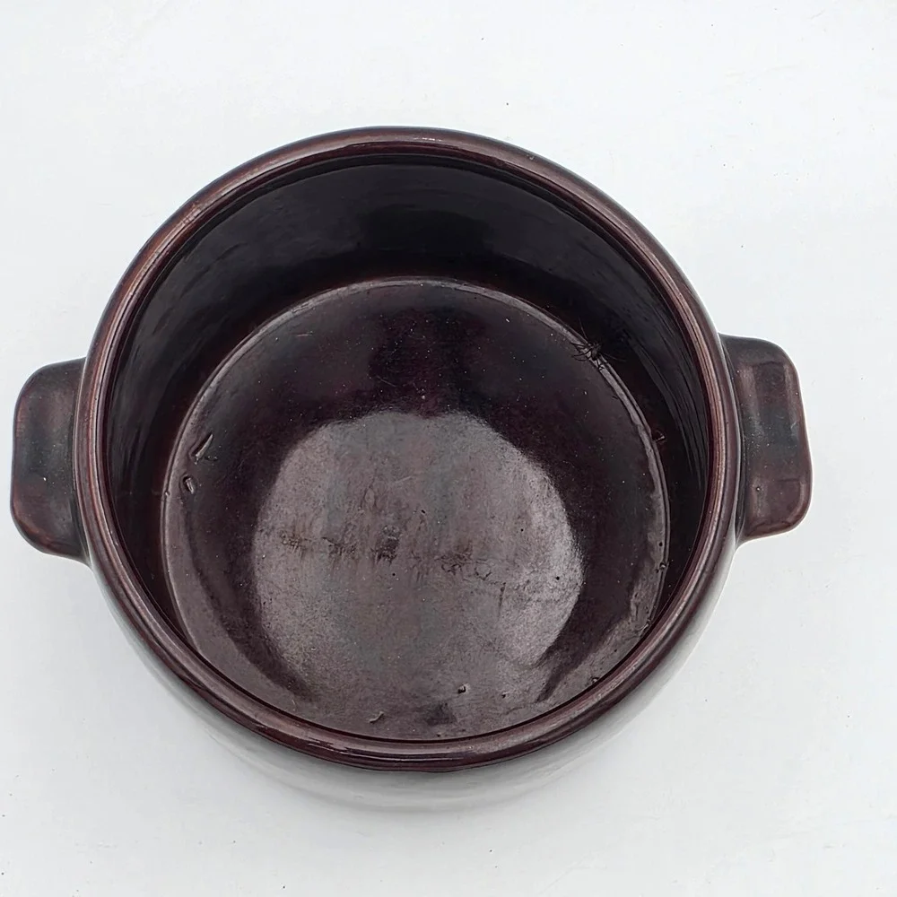 West Bend Vintage Stoneware Bean Pot Crock Dark Brown Glazed Ceramic USA Made